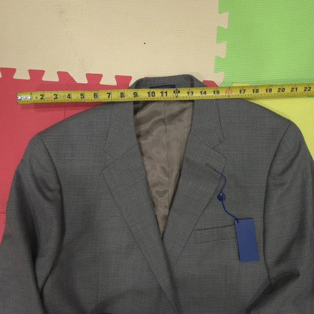 Club Room Sport Coat Men's 44L Olive Black Micro-Check 100% Pure Wool 2-Button‎